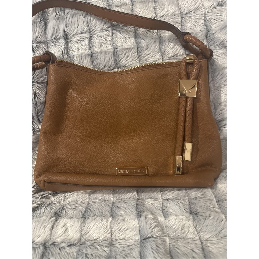 NWT Michael Kors Lexington Pebbled Leather Shoulder Handbag Luggage Color Purse